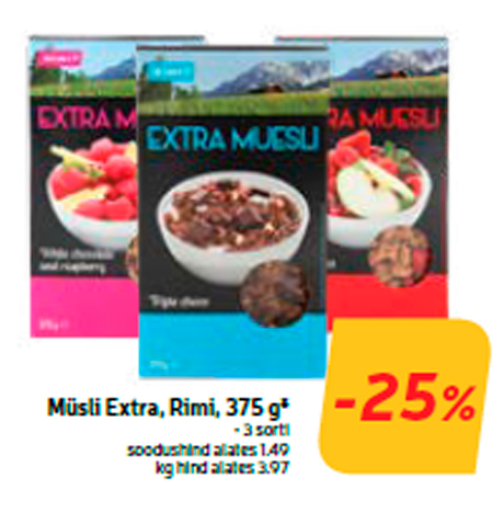 Müsli Extra, Rimi, 375 g*  -25%
