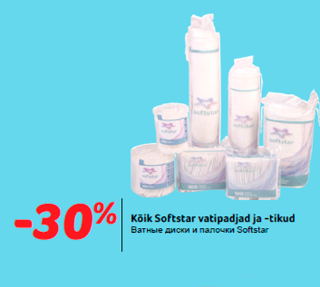 Kõik Softstar vatipadjad ja -tikud -30%