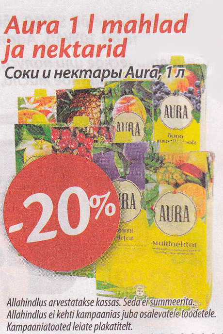 Aura 1 l mahlad ja nektarid  -20%