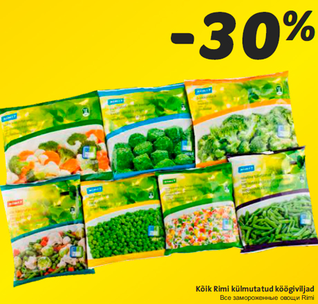 Kõik Rimi külmutatud köögiviljad -30%