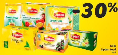 Kõik Lipton teed  -30%