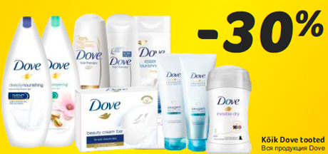 Kõik Dove tooted  -30%