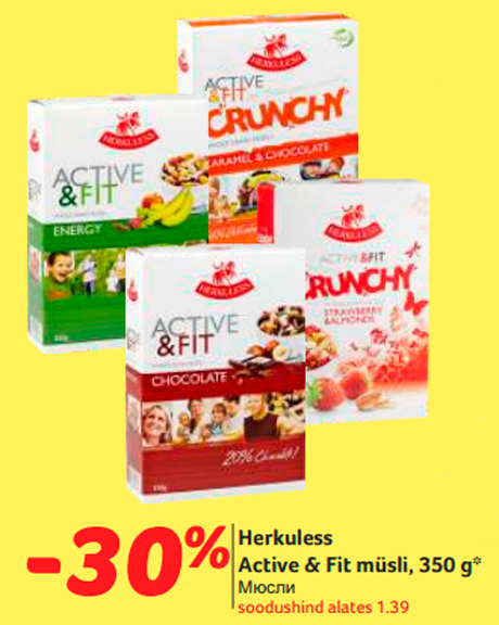 Herkuless Active & Fit müsli, 350 g*  -30%
