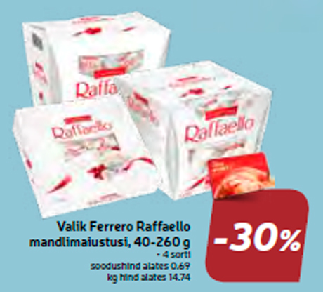 Выбор  миндальных конфет Ferrero Raffaello, 40-260 г  -30%