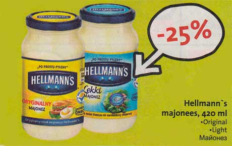 Hellmann`s majonees, 420 ml  -25