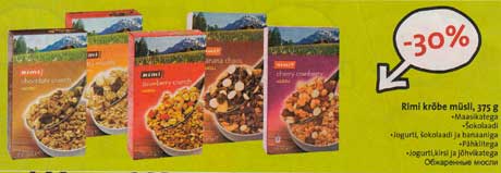 Rimi krõbe müsli, 375 g -30%