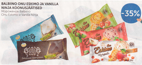 BALBINO ONE ESKIMO JA VANILLA NINJA KOONUSJÄÄTISED  -35%