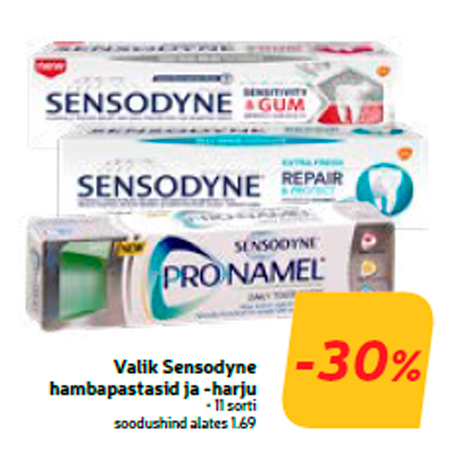 Выбор зубных паст и зубных щеток Sensodyne   -30%
