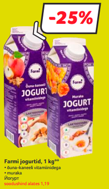 Farmi jogurtid, 1 kg**  -25%