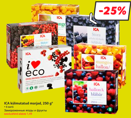 ICA külmutatud marjad, 250 g*  -25%
