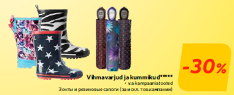 Зонты и резиновые сапоги -30%