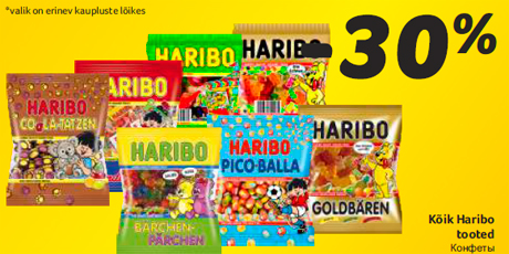 Kõik Haribo tooted -30%