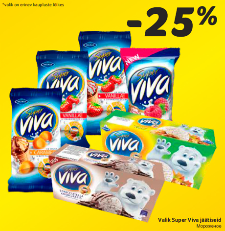 Valik Super Viva jäätiseid -25%
