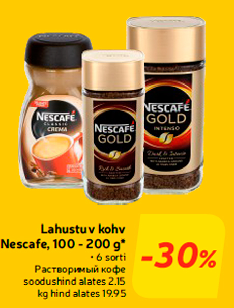 Lahustuv kohv Nescafe, 100 - 200 g*  -30%