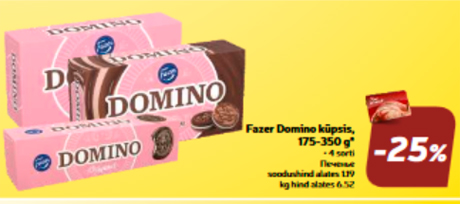Fazer Domino küpsis, 175-350 g*  -25%