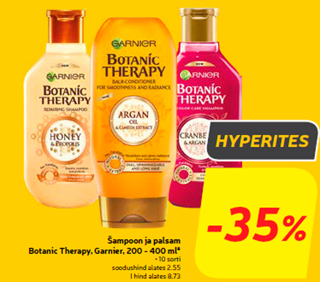 Шампунь и бальзам Botanic Therapy, Garnier, 200 - 400 мл *  -35%
