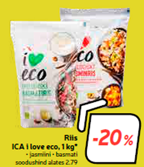 Рис ICA я люблю эко, 1 кг *  -20%
