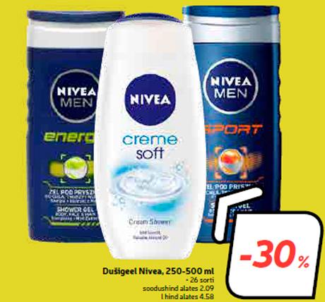 Гель для душа Nivea , 250-500 мл  -30%
