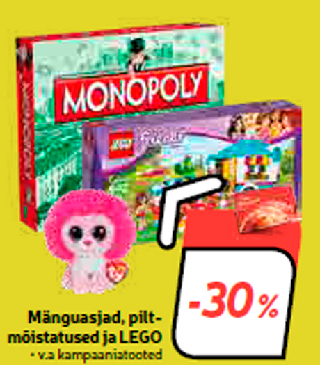 Игрушки, пазлы и LEGO  -30%
