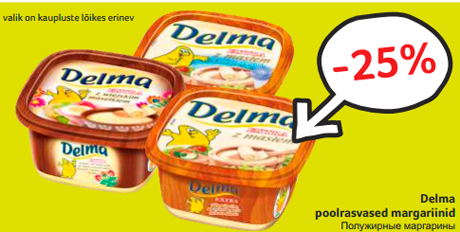 Delma poolrasvased margariinid  -25%