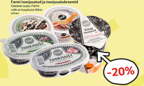 Farmi toorjuustud ja toorjuustukreemid  -20%