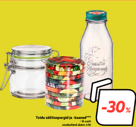 Toidu säilituspurgid ja -kaaned***  -30%