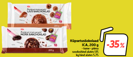 Küpsetusšokolaad ICA, 200 g  -35%