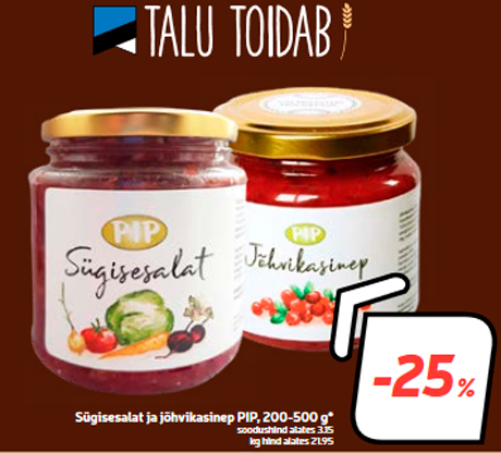 Sügisesalat ja jõhvikasinep PIP, 200-500 g* -25%