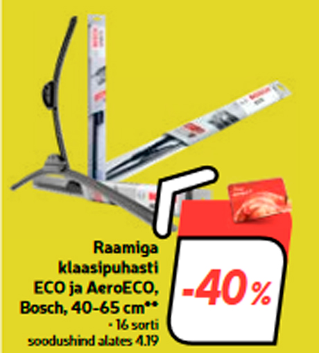 Raamiga klaasipuhasti ECO ja AeroECO, Bosch, 40-65 cm**