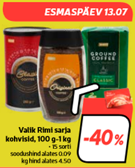 Valik Rimi sarja kohvisid, 100 g-1 kg  -40%