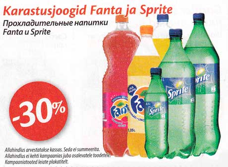 Karastusjoogid Fanta ja Sprite -30%