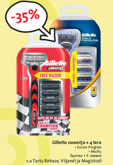 Gillette raseerija + 4 tera -35%