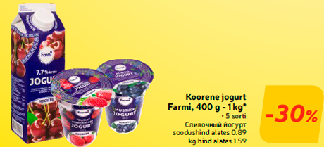 Koorene jogurt Farmi, 400 g - 1 kg*  -30%