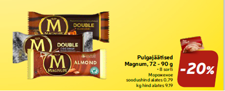 Pulgajäätised Magnum, 72 - 90 g  -20%