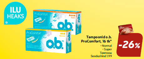 Tampoonid o.b. ProComfort, 16 tk*  -26%