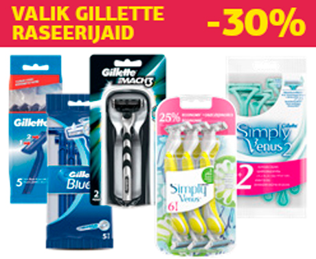 VALIK GILLETTE RASEERIJAID  -30%