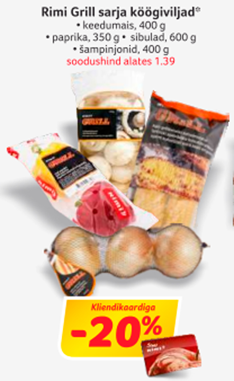 Rimi Grill sarja köögiviljad* -20%