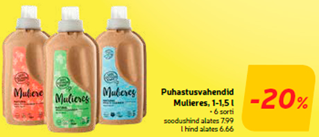 Puhastusvahendid
Mulieres, 1-1,5 l  -20%
