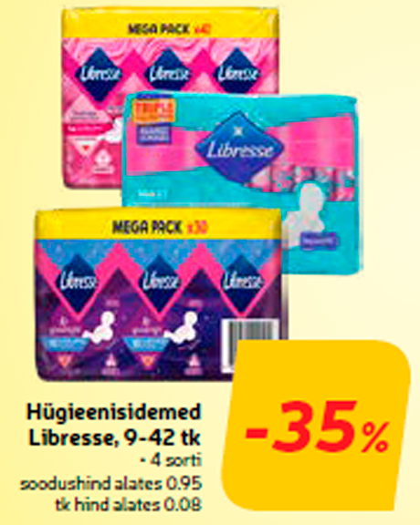 Гигиенические прокладки Libresse, 9-42 шт.  -35%
