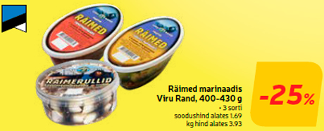 Räimed marinaadis Viru Rand, 400-430 g  -25%
