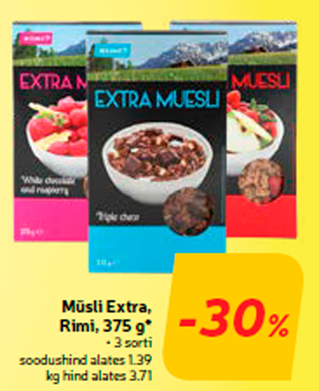 Müsli Extra, Rimi, 375 g*  -30%
