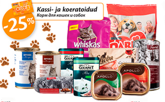 Kassi- ja koeratoidud -25%