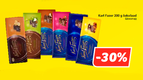 Karl Fazer 200 g šokolaad  -30%