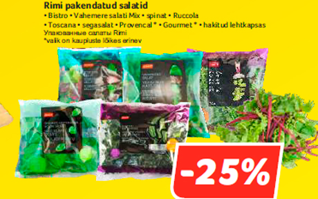 Rimi pakendatud salatid -25%