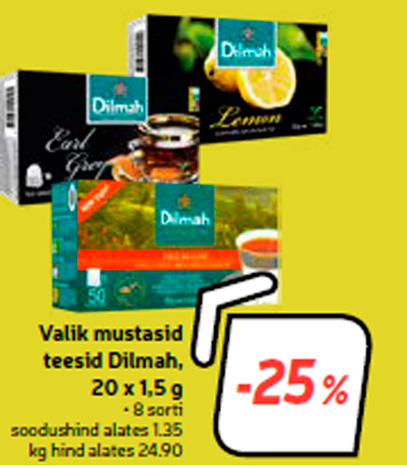 Выбор черного чая Dilmah, 20 х 1,5 г -25%