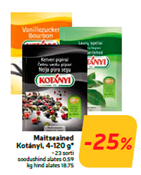 Maitseained Kotányi, 4-120 g*  -25%
