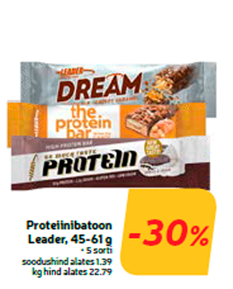 Proteiinibatoon Leader, 45-61 g  -30%
