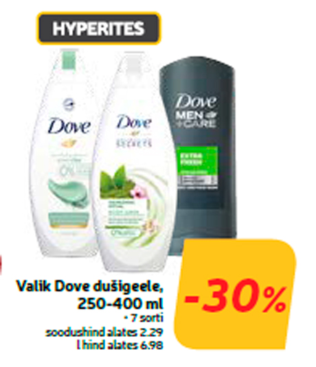 Valik Dove dušigeele, 250-400 ml  -30%
