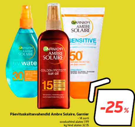 Солнцезащитные средства Ambre Solaire, Garnier -25%