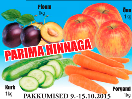 Ploom, 1 kg; Õun,1 kg; Kurk, 1 kg; Porgandi, 1 kg  - PARIMA HINNAGA